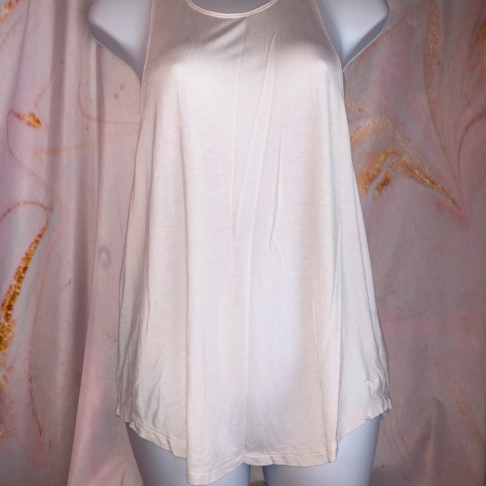 Pink Flowy White Tank